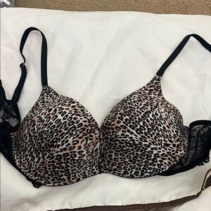 Victoria's Secret Animal Print Bra with Black Lace